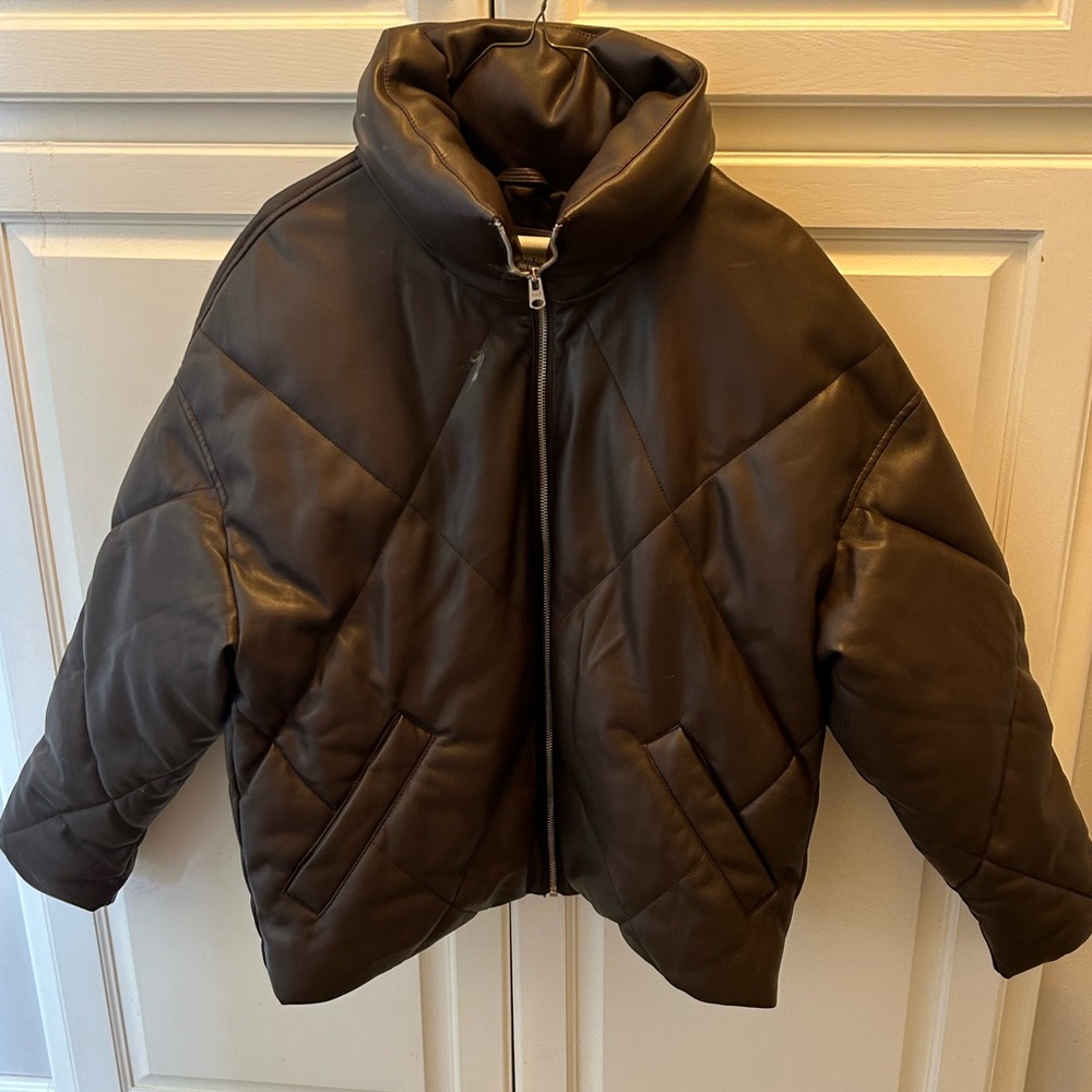 Abercrombie & Fitch Jackets & Coats Abercrombie Oversized Vegan Leather Puffer